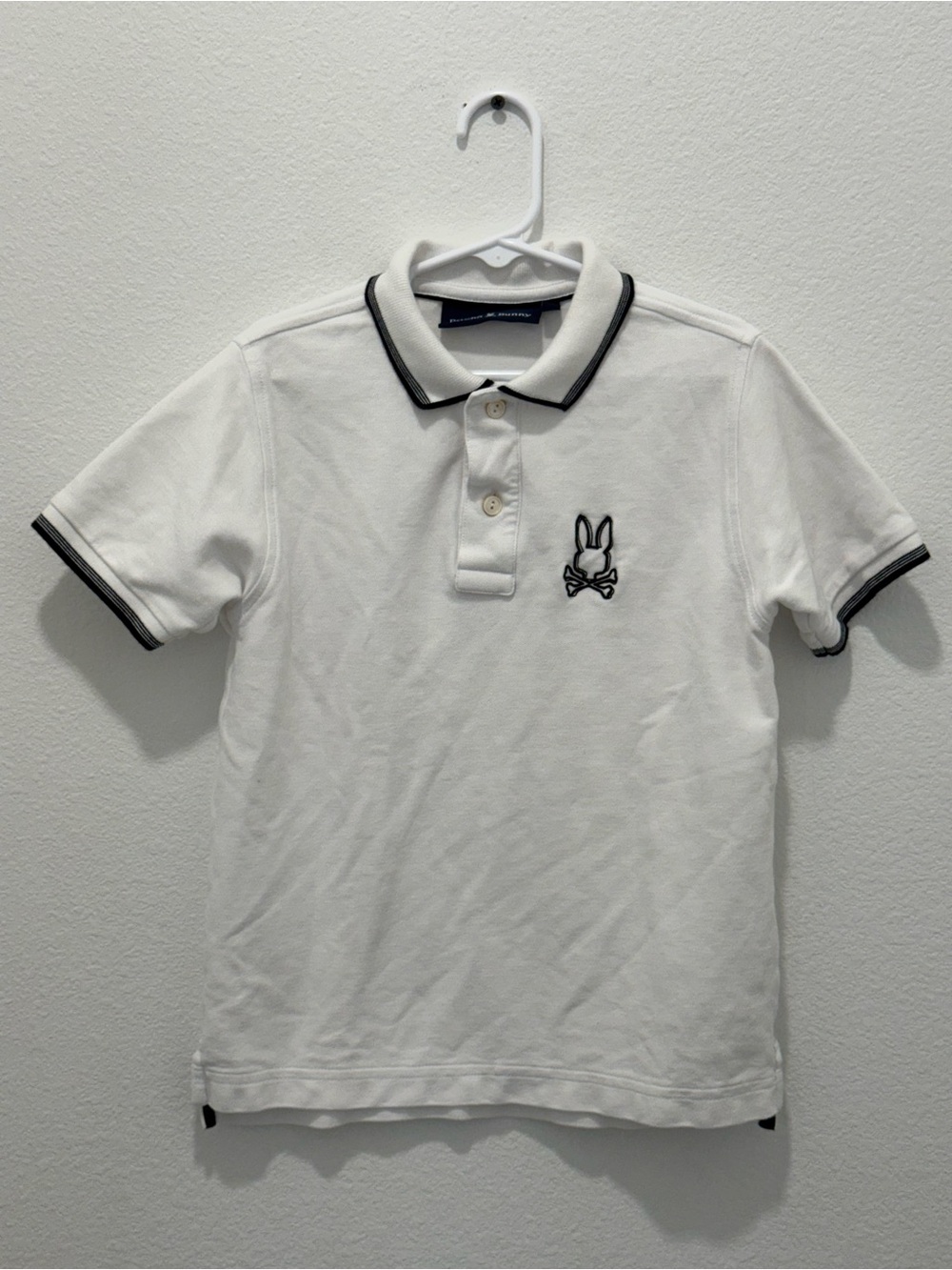 Psycho Bunny Boys White Polo Shirt Size Kids 7/8